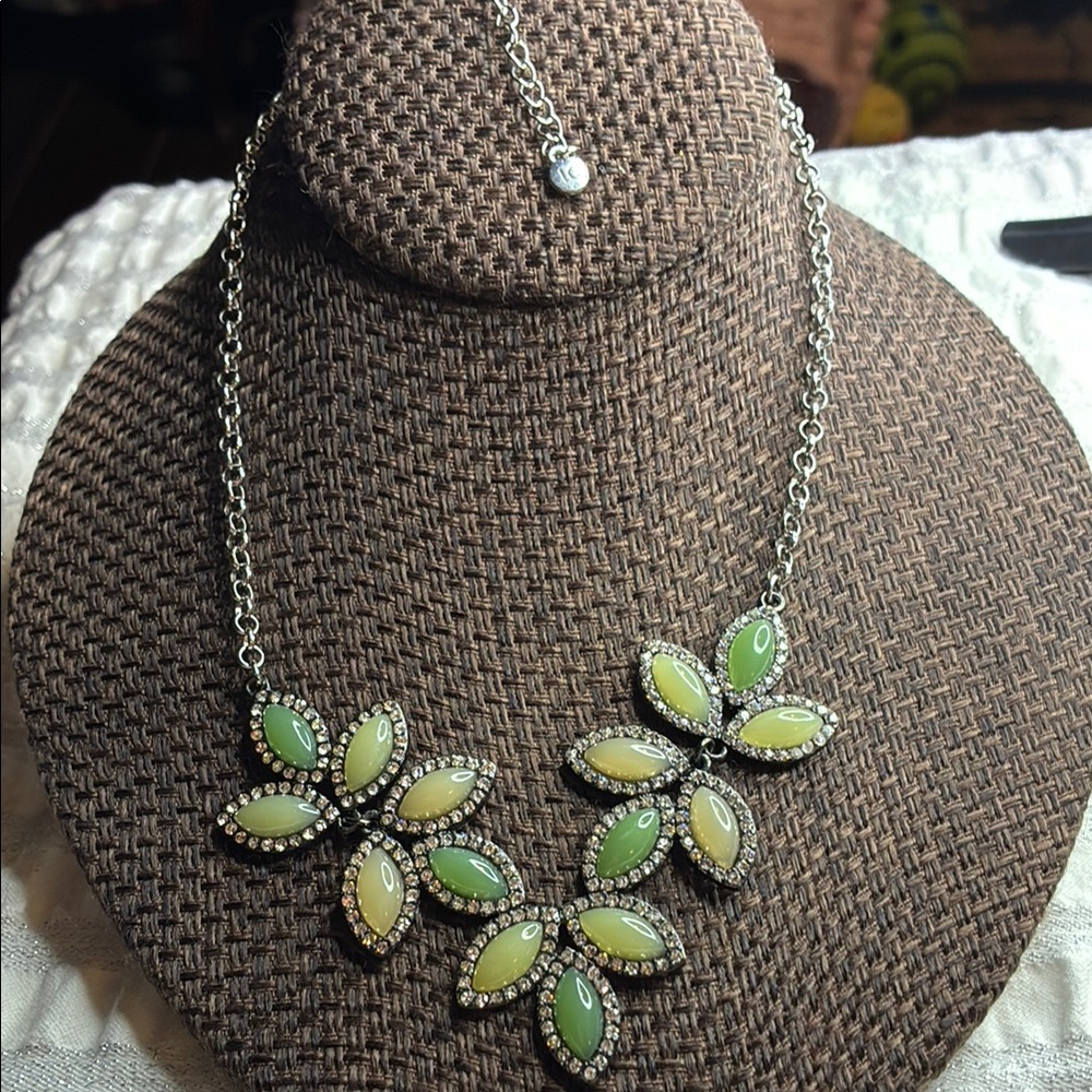 Liz Claiborne Green and Yellow Floral Necklace